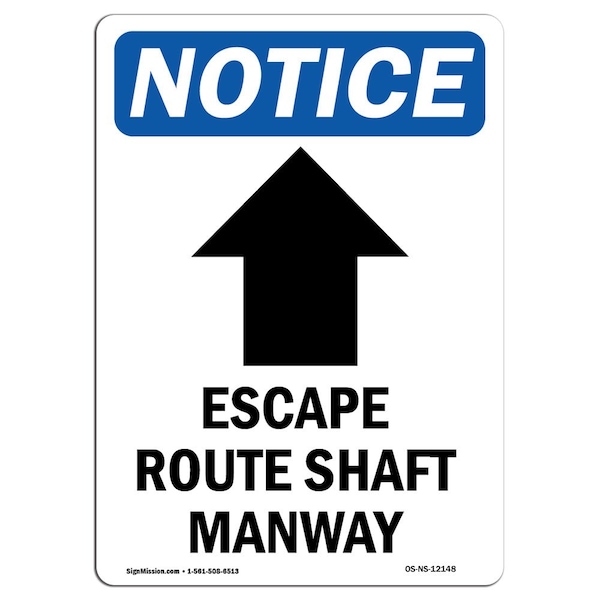 Signmission OSHA Sign, 14" H, Rigid Plastic, Escape Route Shaft Sign With Symbol, Portrait, 1014-V-12148 OS-NS-P-1014-V-12148 - main